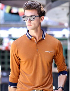 High quality  spring  autumn Men's polo shirt busines casual solid polo shirt brand  men's Long sleeve polo camisa polo shirt