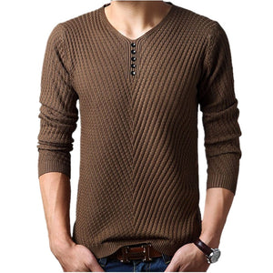 M-4XL Winter Henley Neck Sweater Men Cashmere Pullover Christmas Sweater Mens Knitted Sweaters Pull Homme Jersey Hombre 2019