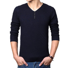 Load image into Gallery viewer, M-4XL Winter Henley Neck Sweater Men Cashmere Pullover Christmas Sweater Mens Knitted Sweaters Pull Homme Jersey Hombre 2019