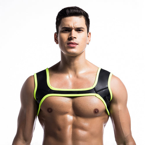 Fitness Men Protective Gear Tank Plus Size Harness Chest Patchwork Shoulder Supports Braces Sexy Solid Neoprene Tops Male 40%W