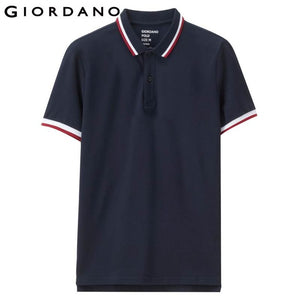 Giordano Men Slim Polo Pique Stretchy Polo Shirt Men Stripes Ribbed Collar Tops Short Sleeve Tee Shirt Camisa Masculina