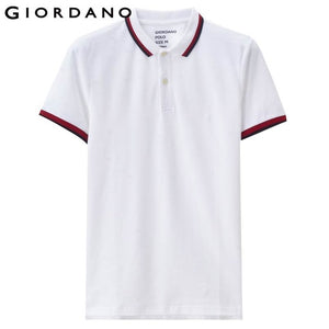 Giordano Men Slim Polo Pique Stretchy Polo Shirt Men Stripes Ribbed Collar Tops Short Sleeve Tee Shirt Camisa Masculina