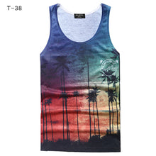 Load image into Gallery viewer, Men New Summer Cotton 3D Printed Landscape Letters Tank Tops Men Cotton Hot Sale Fashion Slim Beach Tank Tops Men High Quality