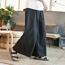 Load image into Gallery viewer, Sinicism Store Man Cotton Linen Wild Leg Pants Men Casual Stripe Straight Pants 2018 Male Full-Length Traditional Pants Trousers