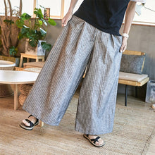 Load image into Gallery viewer, Sinicism Store Man Cotton Linen Wild Leg Pants Men Casual Stripe Straight Pants 2018 Male Full-Length Traditional Pants Trousers