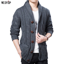 Load image into Gallery viewer, WIIVIP New Winter Spring Sweater Men Thick Wool Blend Full Sleeves Solid Cardigans Mens Outwear Sweatercoat Knited YW021