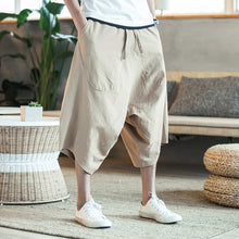 Load image into Gallery viewer, Sinicism 5XL Men&#39;s Wild Crotch Harem Pants Summer Baggy Pure Cotton Trousers Plus Size Male Wild-leg Loose Pants Drawstring