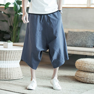 Sinicism 5XL Men's Wild Crotch Harem Pants Summer Baggy Pure Cotton Trousers Plus Size Male Wild-leg Loose Pants Drawstring