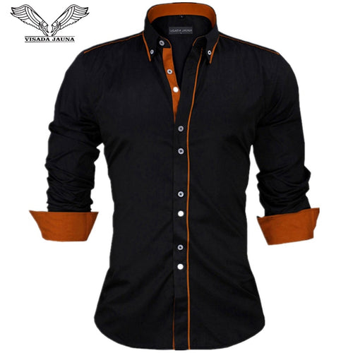 VISADA JAUNA Men Shirts Europe Size New Arrivals Slim Fit Male Shirt Solid Long Sleeve British Style Cotton Men's Shirt N332