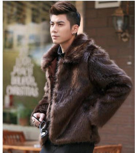 S/6Xl Mens Casual Imitation Fur Jackts White/Black/Brown Faux Fur Jackets Winter Autumn Large Size Male Fake Fur Coats K745