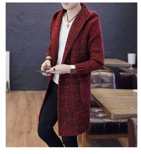 Load image into Gallery viewer, 2018 Autumn Winter New Men&#39;s Long Sweatercoat Solid Color Long Sleeve Hooded Sweater Coat Outerwear Men Casual Sweater Cardigan