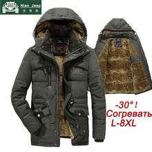 Load image into Gallery viewer, Plus Size 7XL 8XL Winter Jacket Men Thick Warm Mens Parkas Wool Liner Hooded Coat Male Outwear Windproof Multi-pocket Jackets