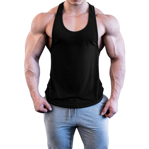 OA Men Solid Color Bodybuilding Stringer Gyms Tank Top Fitness Singlet Cotton Sleeveless Sport Shirt Muscle Fit Vest