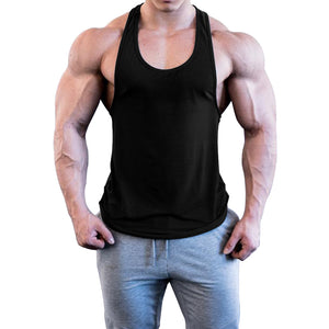 OA Men Solid Color Bodybuilding Stringer Gyms Tank Top Fitness Singlet Cotton Sleeveless Sport Shirt Muscle Fit Vest