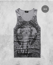 Load image into Gallery viewer, Grey Men Tank Top Casual Fitness Singlets Brand Mens Sleeveless Gasp Hip Hop Vest Elephant Print Cotton undershirt T680