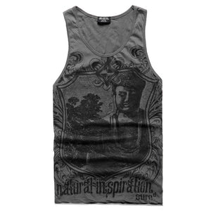 Grey Men Tank Top Casual Fitness Singlets Brand Mens Sleeveless Gasp Hip Hop Vest Elephant Print Cotton undershirt T680