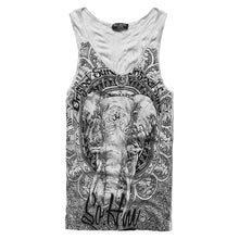 Load image into Gallery viewer, Grey Men Tank Top Casual Fitness Singlets Brand Mens Sleeveless Gasp Hip Hop Vest Elephant Print Cotton undershirt T680