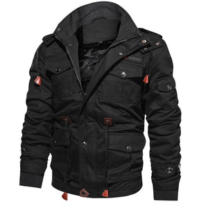 Drop Shipping Thick Warm Mens Parka Jacket Winter Fleece Multi-pocket Casual Tactical Army Jacket Men Plus Size 4XL Hooded Coat