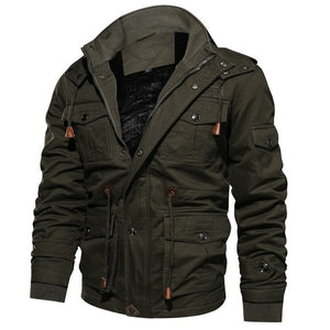 Drop Shipping Thick Warm Mens Parka Jacket Winter Fleece Multi-pocket Casual Tactical Army Jacket Men Plus Size 4XL Hooded Coat