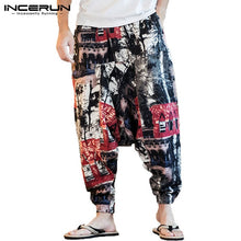 Load image into Gallery viewer, INCERUN 2019 Men Harem Pants Print Retro Drop Crotch Joggers Cotton Trousers Men Baggy Loose Nepal Style Men Casual Pants S-5XL