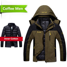 Load image into Gallery viewer, 2018 Winter jacket men 2 in 1 outwear thicken warm parka coat Patchwork waterproof hood Down Jacket size L~6XL doudoune homme