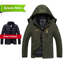 Load image into Gallery viewer, 2018 Winter jacket men 2 in 1 outwear thicken warm parka coat Patchwork waterproof hood Down Jacket size L~6XL doudoune homme