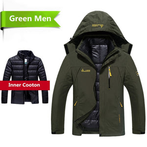 2018 Winter jacket men 2 in 1 outwear thicken warm parka coat Patchwork waterproof hood Down Jacket size L~6XL doudoune homme