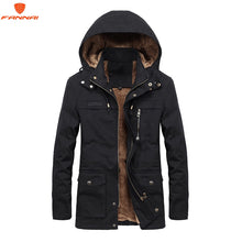 Load image into Gallery viewer, Plus velvet Men Winter Jacket 4XL 5XL Parka Fleece Fur Hooded Military Jacket Coat Pockets Windbreaker Jacket Men