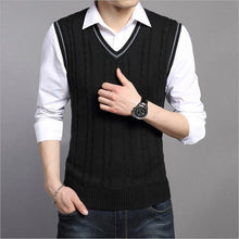 Load image into Gallery viewer, Mens Sweaters Autumn Winter Jacket Men Warm Pullovers Sleeveless O Neck Knitted Vest Femme Elegant Casual Sweater Vests