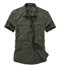 Load image into Gallery viewer, AFS ZDJP Men 2018 New Summer Men&#39;s Solid Military Short Sleeves Shirts Cotton Breathable Chemise homme Loose Army Shirt