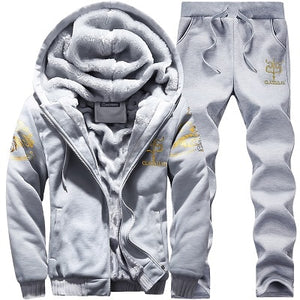 Winter Men Hooded Coat 2019 Thick Warm Jackets Parka Men Windbreaker Two Pieces Coat +Pant Casual Camouflage Tracksuit Man Hoody