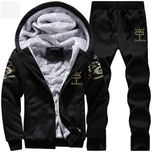 Winter Men Hooded Coat 2019 Thick Warm Jackets Parka Men Windbreaker Two Pieces Coat +Pant Casual Camouflage Tracksuit Man Hoody