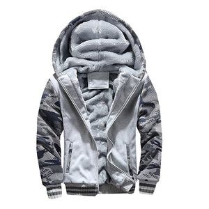 Winter Men Hooded Coat 2019 Thick Warm Jackets Parka Men Windbreaker Two Pieces Coat +Pant Casual Camouflage Tracksuit Man Hoody