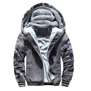 Winter Men Hooded Coat 2019 Thick Warm Jackets Parka Men Windbreaker Two Pieces Coat +Pant Casual Camouflage Tracksuit Man Hoody