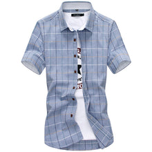 Load image into Gallery viewer, Plaid shirts Men 2019 New Fashion 100% Cotton Short Sleeved Summer Casual Men Shirt  camisa masculina Mens Dress Shirts