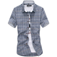 Load image into Gallery viewer, Plaid shirts Men 2019 New Fashion 100% Cotton Short Sleeved Summer Casual Men Shirt  camisa masculina Mens Dress Shirts