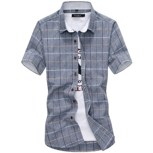 Plaid shirts Men 2019 New Fashion 100% Cotton Short Sleeved Summer Casual Men Shirt  camisa masculina Mens Dress Shirts