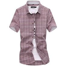 Load image into Gallery viewer, Plaid shirts Men 2019 New Fashion 100% Cotton Short Sleeved Summer Casual Men Shirt  camisa masculina Mens Dress Shirts