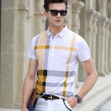 Load image into Gallery viewer, 2019 summer polo shirt men brand clothing cotton short sleeve business casual plaid designer homme camisa breathable plus size