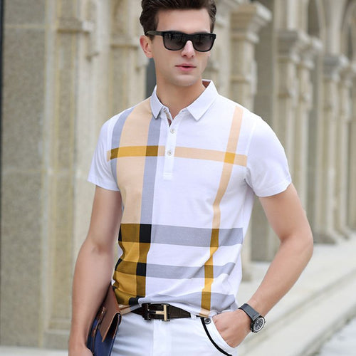 2019 summer polo shirt men brand clothing cotton short sleeve business casual plaid designer homme camisa breathable plus size