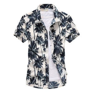 Pink Hawaiian Beach Short Sleeve Shirt Men 2019 Summer Fashion Palm Tree Print Tropical Aloha Shirts Mens Party Holiday Chemise