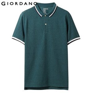 Giordano Men Slim Polo Pique Stretchy Polo Shirt Men Stripes Ribbed Collar Tops Short Sleeve Tee Shirt Camisa Masculina