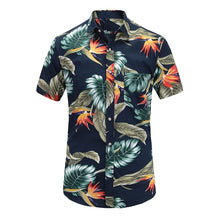 Load image into Gallery viewer, 2019 New Summer Mens Short Sleeve Beach Hawaiian Shirts Cotton Casual Floral Shirts Regular Plus Size 3XL Mens clothing Fashion