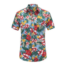 Load image into Gallery viewer, 2019 New Summer Mens Short Sleeve Beach Hawaiian Shirts Cotton Casual Floral Shirts Regular Plus Size 3XL Mens clothing Fashion