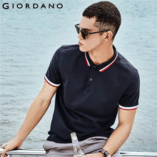 Load image into Gallery viewer, Giordano Men Slim Polo Pique Stretchy Polo Shirt Men Stripes Ribbed Collar Tops Short Sleeve Tee Shirt Camisa Masculina