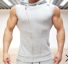 Load image into Gallery viewer, 2019 New Shark Bay Brand Gyms Brand Hooded cap vest bodybuilding clothing and fitness mens undershirt Hooded cap Tank Tops Tops