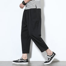 Load image into Gallery viewer, YASUGUOJI summer cotton and linen ankle-length pants men thin loose wide leg pants men hip pop harem pants men joggers XXK27