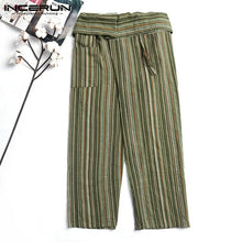 Load image into Gallery viewer, INCERUN 2019 Men Thai Fisherman Pants Striped Cotton Joggers Loose Casual Yoga-pants Workout Pockets Wide Leg Trousers Men S-5XL