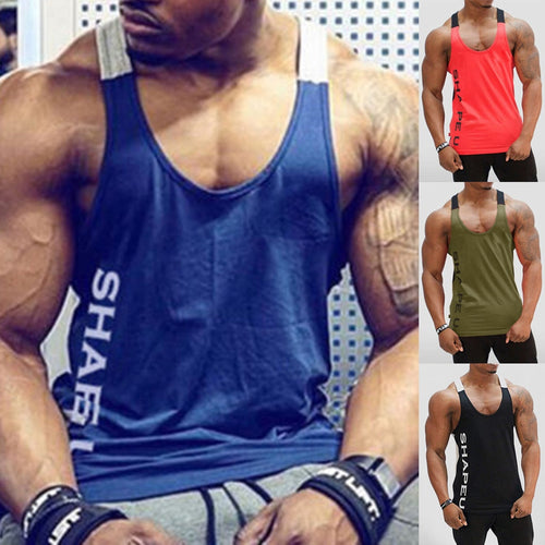 Men's Muscle Sleeveless Tank Top Tee Shirt Breathable Bodybuilding Sport Fitness Vest gym vest fitness men workout Singlet Shirt