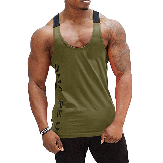 Men's Muscle Sleeveless Tank Top Tee Shirt Breathable Bodybuilding Sport Fitness Vest gym vest fitness men workout Singlet Shirt